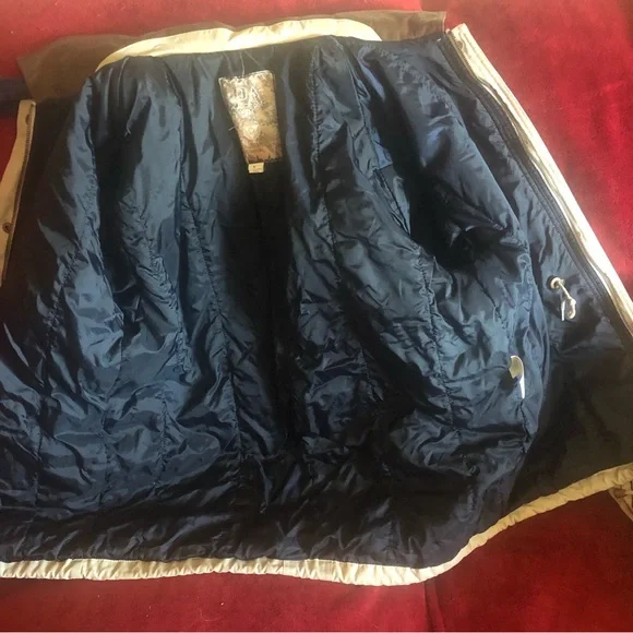 P.A. Originals Women's Sz S Barn Jacket Taupe w/Brown Faux Leather Trim Zip Up - Picture 14 of 15